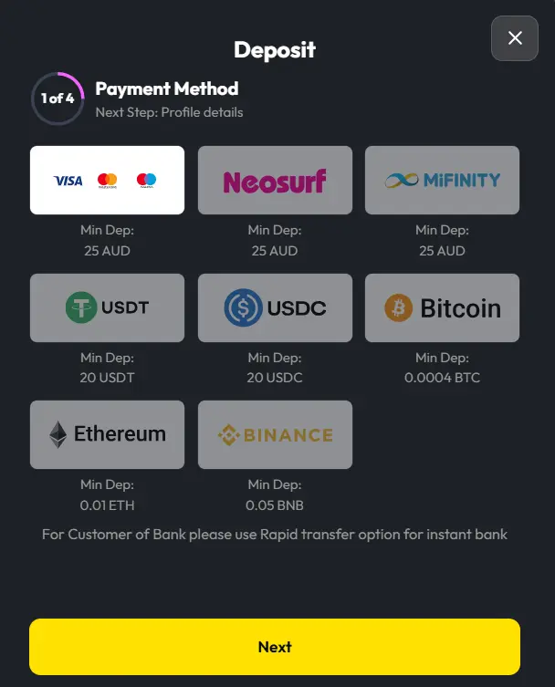 Deposit Page